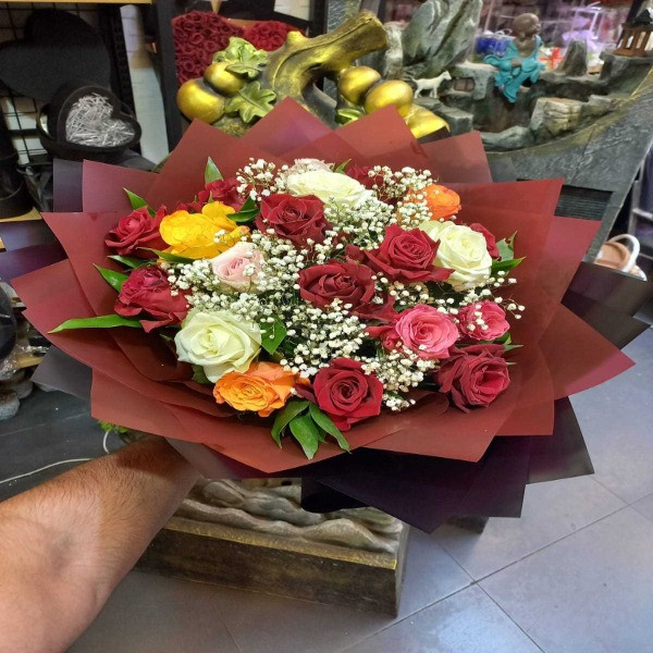 Mixed Roses and Colors in a Lovely Bouquet